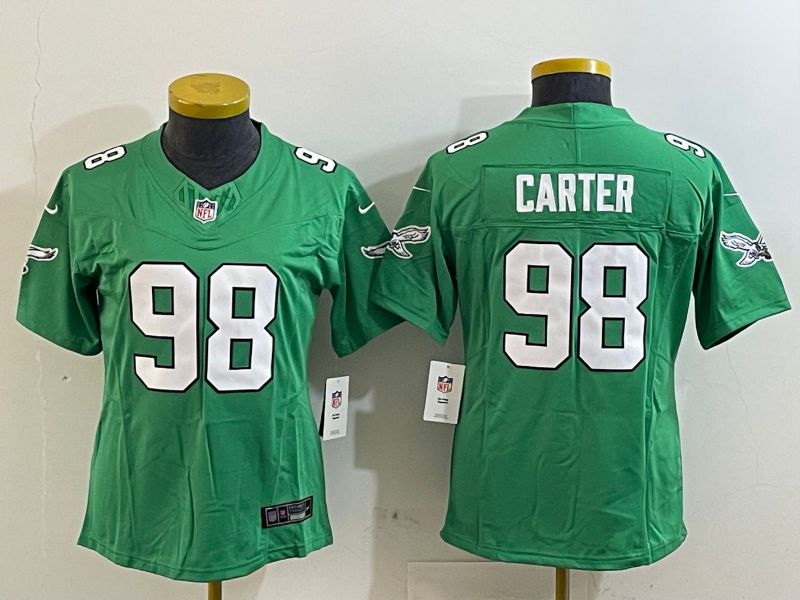 Women Philadelphia Eagles #98 Carter Green three generations 2025 Nike Vapor Limited NFL Jersey style 1